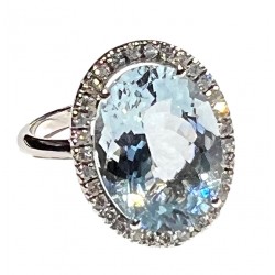 anello margherita gioielli Lavinia acqua marina e diamanti in oro 750 - lav017114