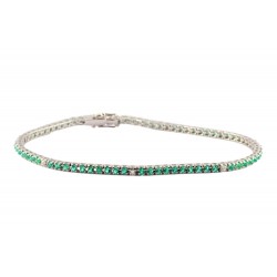 bracciale tennis donna Crieri Icon bteick135de1180 in oro 750 bianco con smeraldi e diamanti  - 00015036