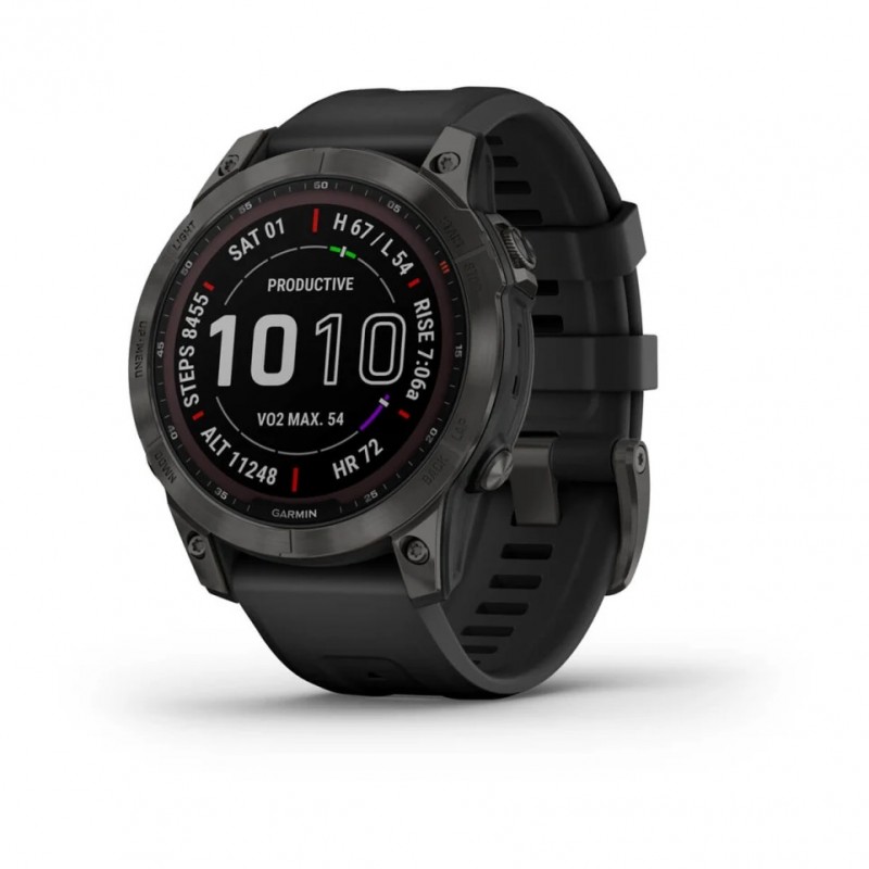 orologio smartwatch uomo Garmin 010-02540-21 fenix 7 Sapphire Solar Edition  Titanium Carbon Grey DLC multifunzione
