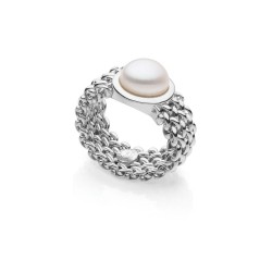 anello a fascia donna Unoaerre chicco 6251-21 argento 925 con perla a mezza sfera - 541408