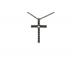 collana con pendente unisex Crieri croce pfaliklwl in oro 750 nero con diamanti neri e diamanti - 00015041