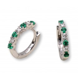 orecchini a cerchio donna Giorgio Visconti bb32225s in oro 750 bianco con smeraldi e diamanti  - 91201770