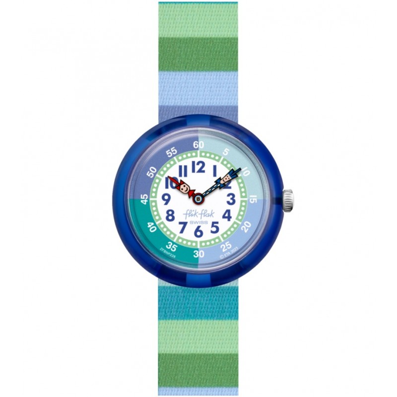 orologio al quarzo bimbo Flik Flak fbnp226 STRIPY GREEN solo tempo - 7610522879256