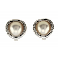 orecchini con perle mabè donna Nimei per482 in oro 750 bianco con perla e diamanti - 004912