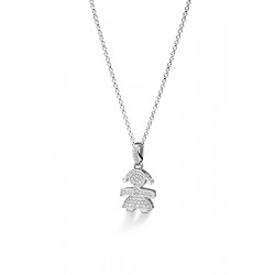 collana bimba medio pavè microsetting oro bianco e diamanti - 8156734957058