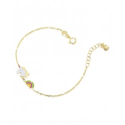 bracciale Le Bebè pmg073 unicorno e arcobaleno con smalto in oro giallo - 8156734975342
